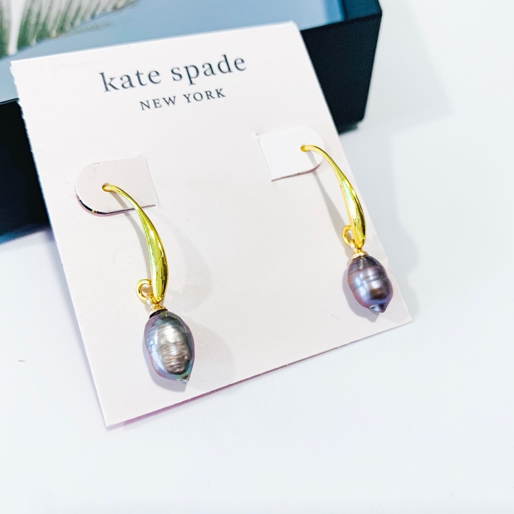 COPY - Kate Spade Gray Pearl Drop Earrings - Picture 6 of 6